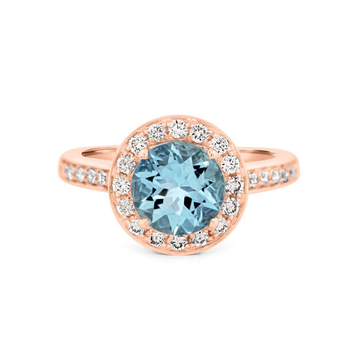 Round Aquamarine Halo Ring - ZIZOV DIAMONDS