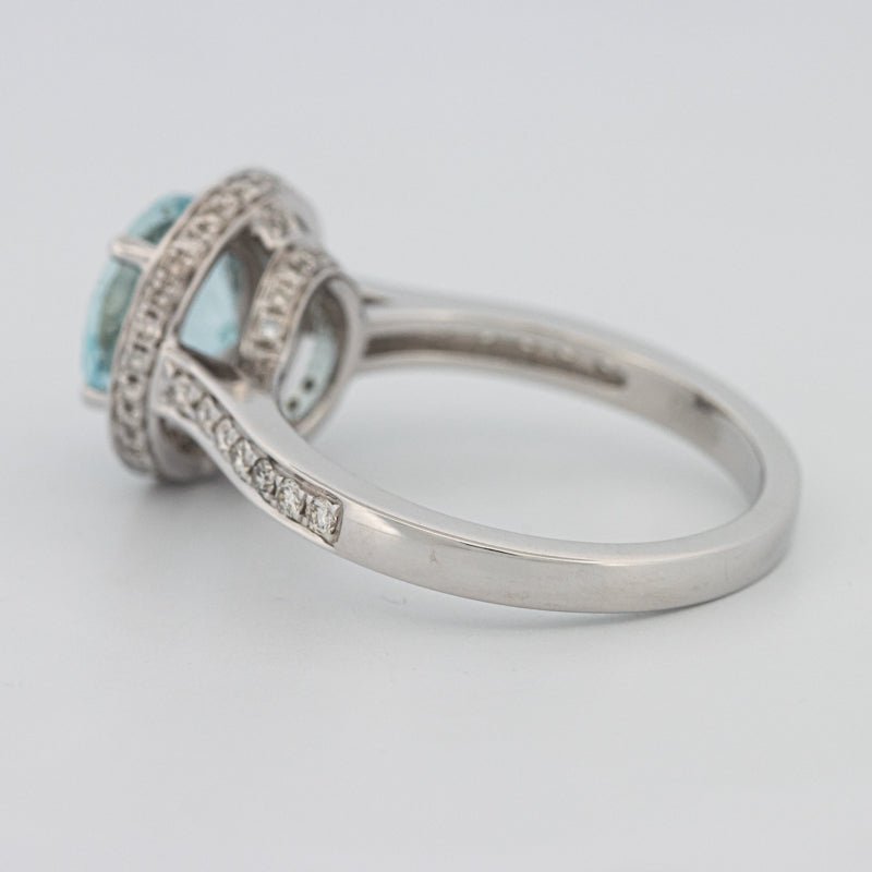 Round Aquamarine Halo Ring - ZIZOV DIAMONDS
