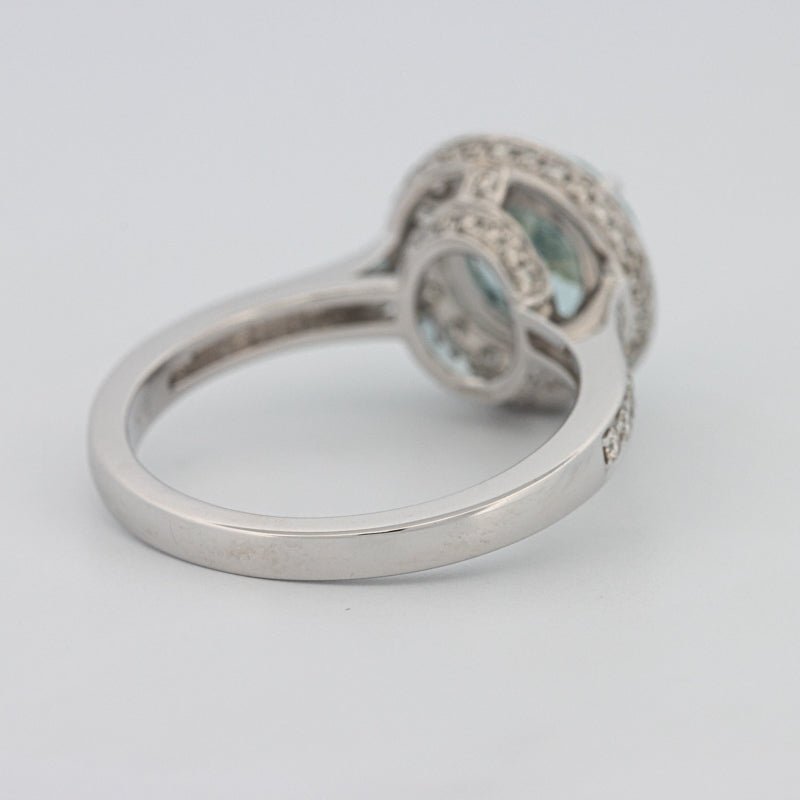Round Aquamarine Halo Ring - ZIZOV DIAMONDS