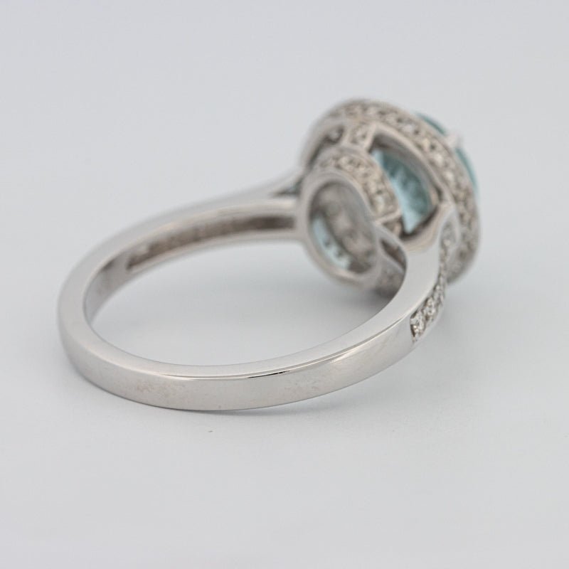 Round Aquamarine Halo Ring - ZIZOV DIAMONDS