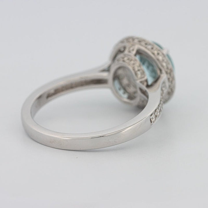 Round Aquamarine Halo Ring - ZIZOV DIAMONDS