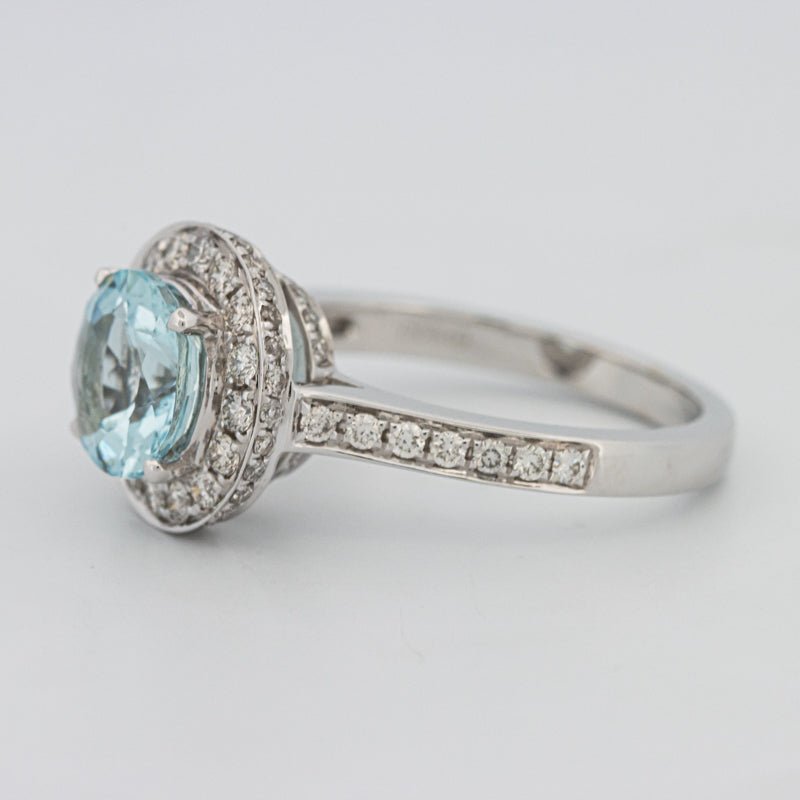 Round Aquamarine Halo Ring - ZIZOV DIAMONDS