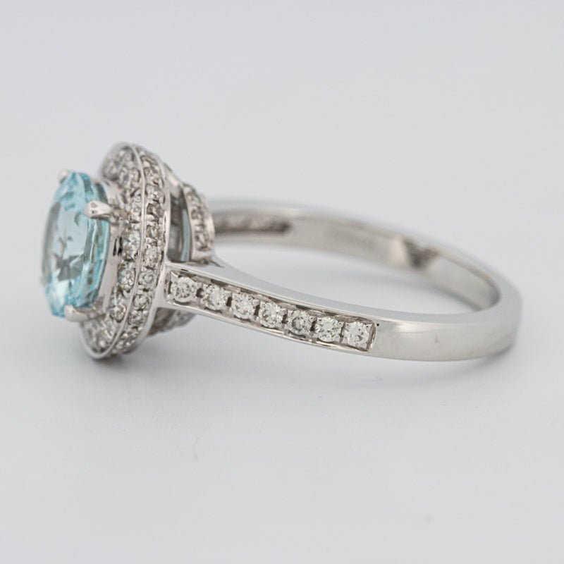 Round Aquamarine Halo Ring - ZIZOV DIAMONDS