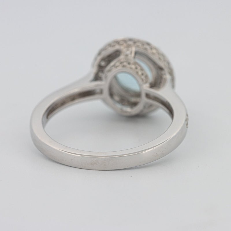 Round Aquamarine Halo Ring - ZIZOV DIAMONDS