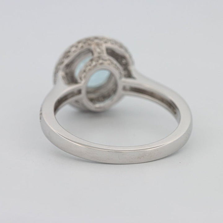 Round Aquamarine Halo Ring - ZIZOV DIAMONDS