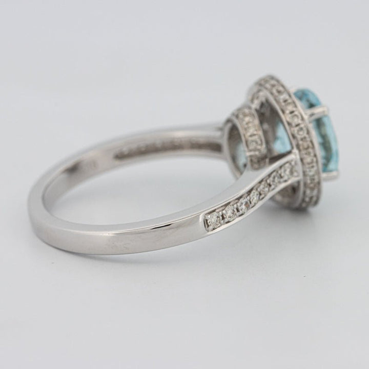 Round Aquamarine Halo Ring - ZIZOV DIAMONDS