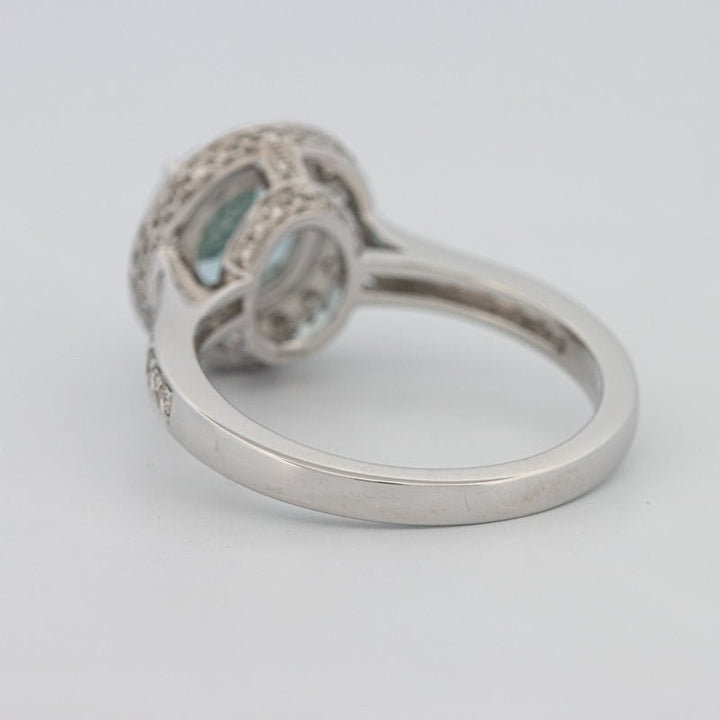 Round Aquamarine Halo Ring - ZIZOV DIAMONDS