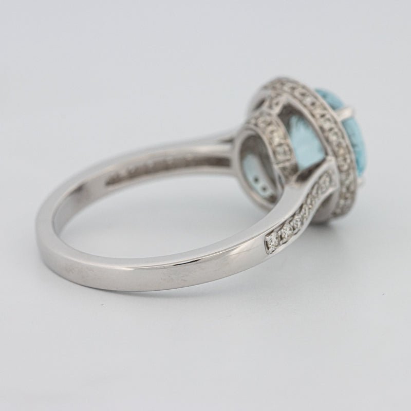 Round Aquamarine Halo Ring - ZIZOV DIAMONDS