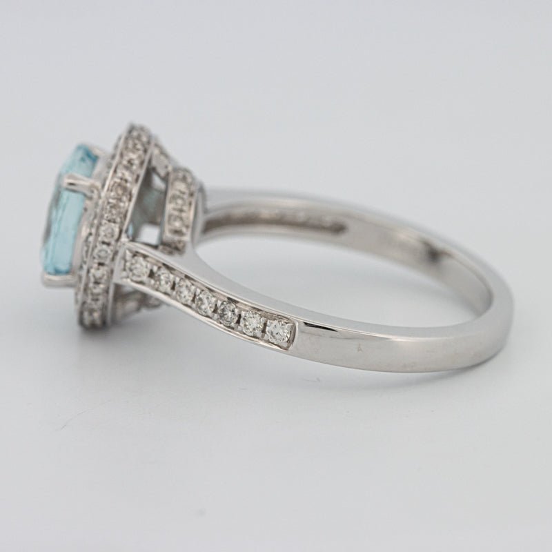 Round Aquamarine Halo Ring - ZIZOV DIAMONDS