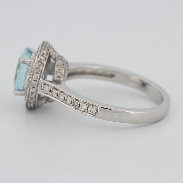 Round Aquamarine Halo Ring - ZIZOV DIAMONDS