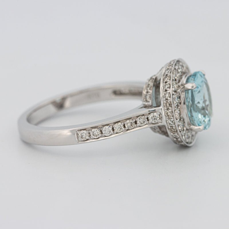 Round Aquamarine Halo Ring - ZIZOV DIAMONDS