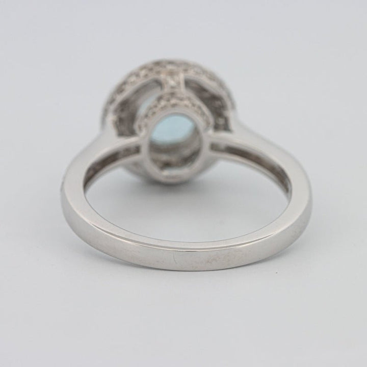 Round Aquamarine Halo Ring - ZIZOV DIAMONDS