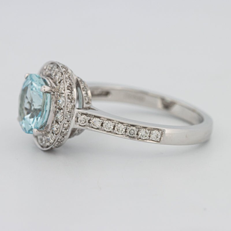 Round Aquamarine Halo Ring - ZIZOV DIAMONDS