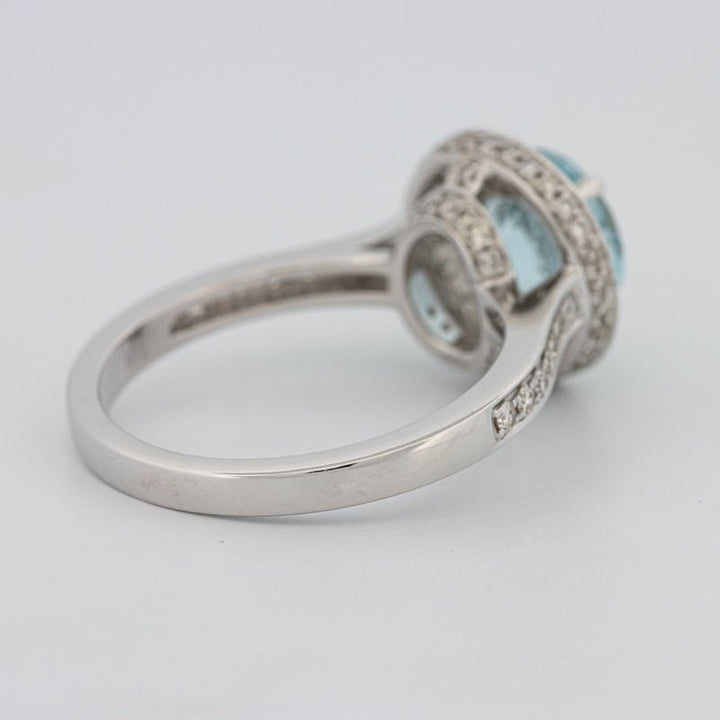 Round Aquamarine Halo Ring - ZIZOV DIAMONDS