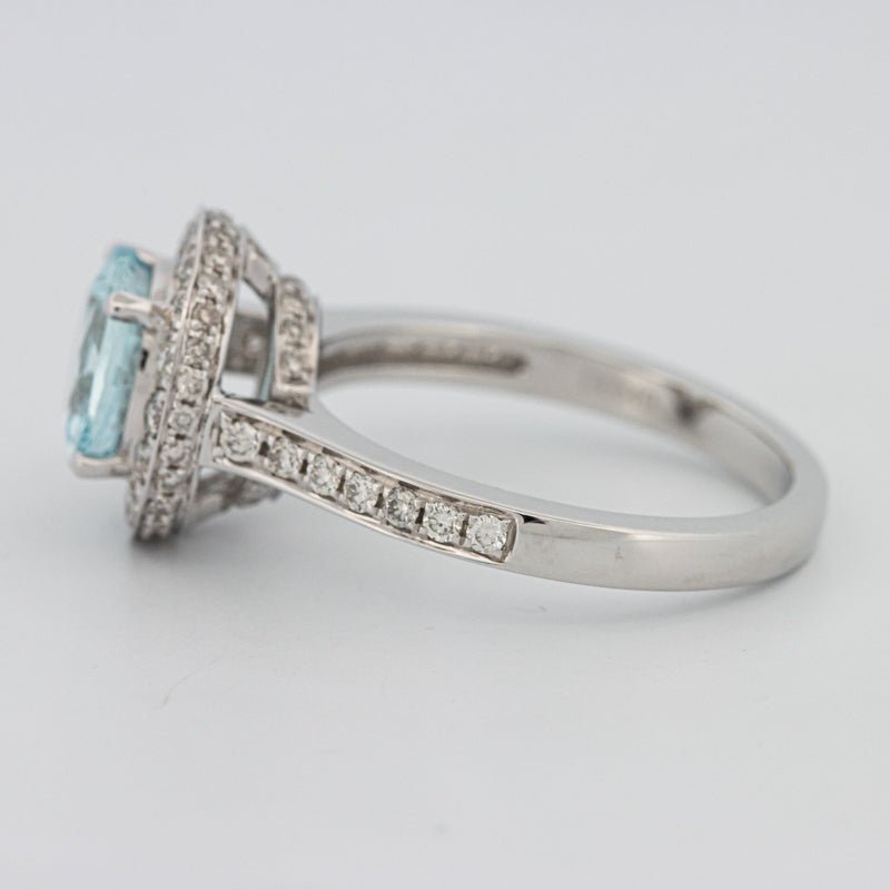Round Aquamarine Halo Ring - ZIZOV DIAMONDS