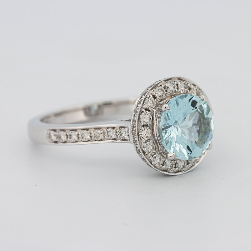 Round Aquamarine Halo Ring - ZIZOV DIAMONDS