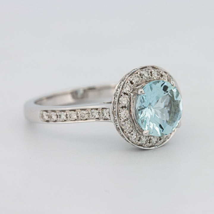 Round Aquamarine Halo Ring - ZIZOV DIAMONDS