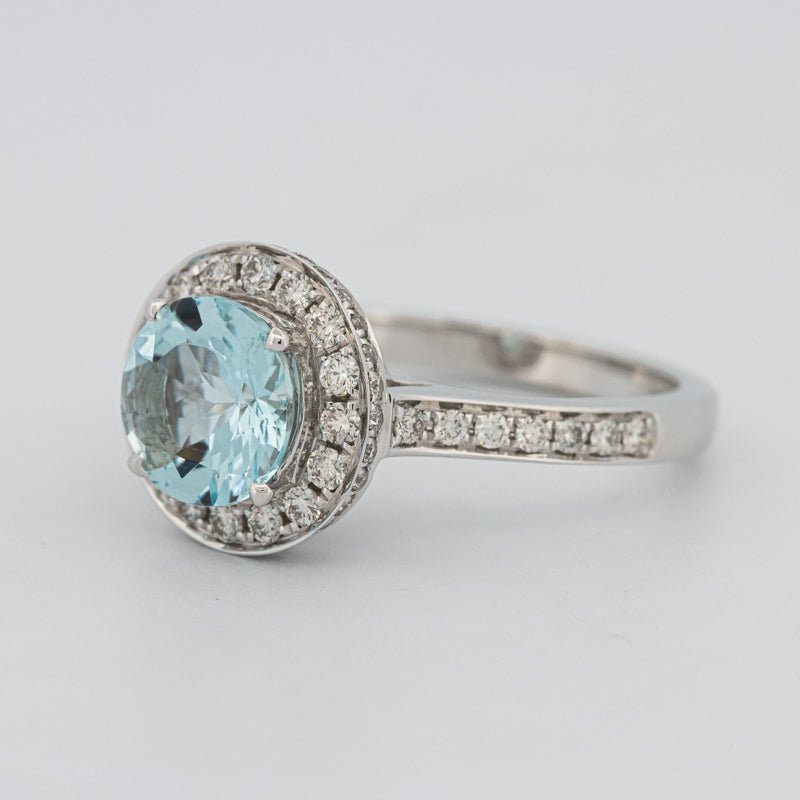 Round Aquamarine Halo Ring - ZIZOV DIAMONDS
