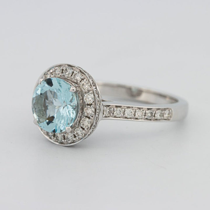 Round Aquamarine Halo Ring - ZIZOV DIAMONDS