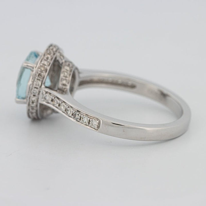 Round Aquamarine Halo Ring - ZIZOV DIAMONDS