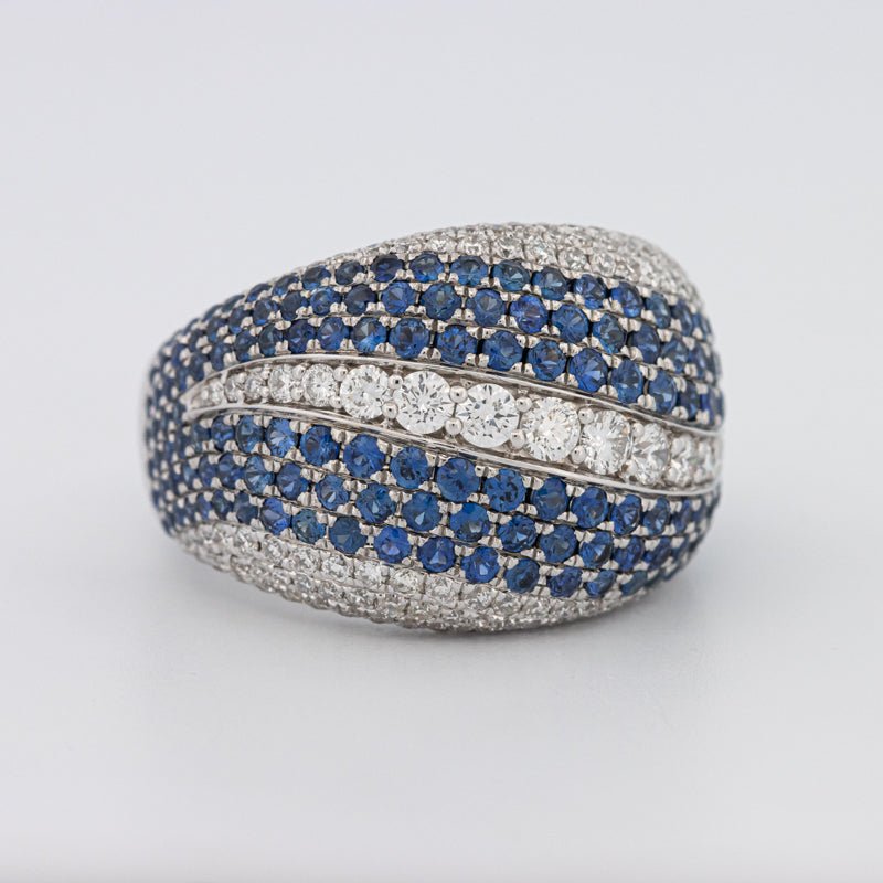 Sapphire and Diamonds Wave Ring - ZIZOV DIAMONDS