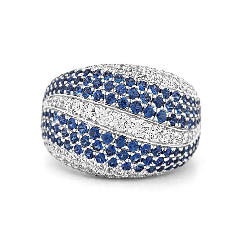 Sapphire and Diamonds Wave Ring - ZIZOV DIAMONDS