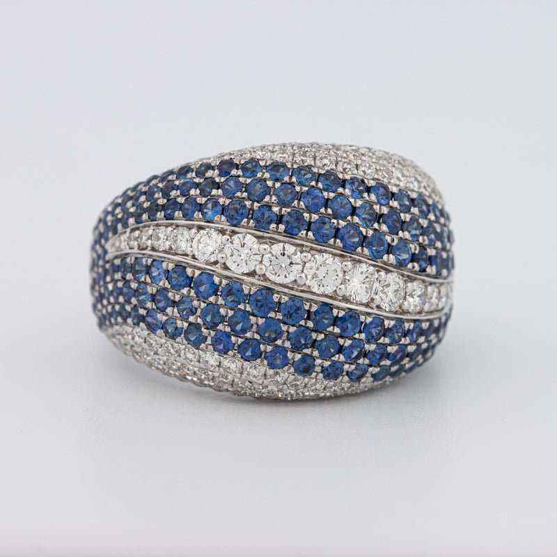 Sapphire and Diamonds Wave Ring - ZIZOV DIAMONDS