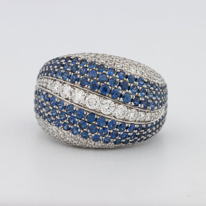 Sapphire and Diamonds Wave Ring - ZIZOV DIAMONDS