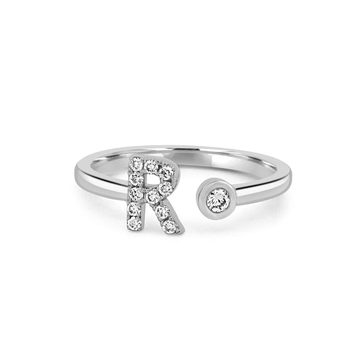 Single Initial "R" Diamond Ring - ZIZOV DIAMONDS