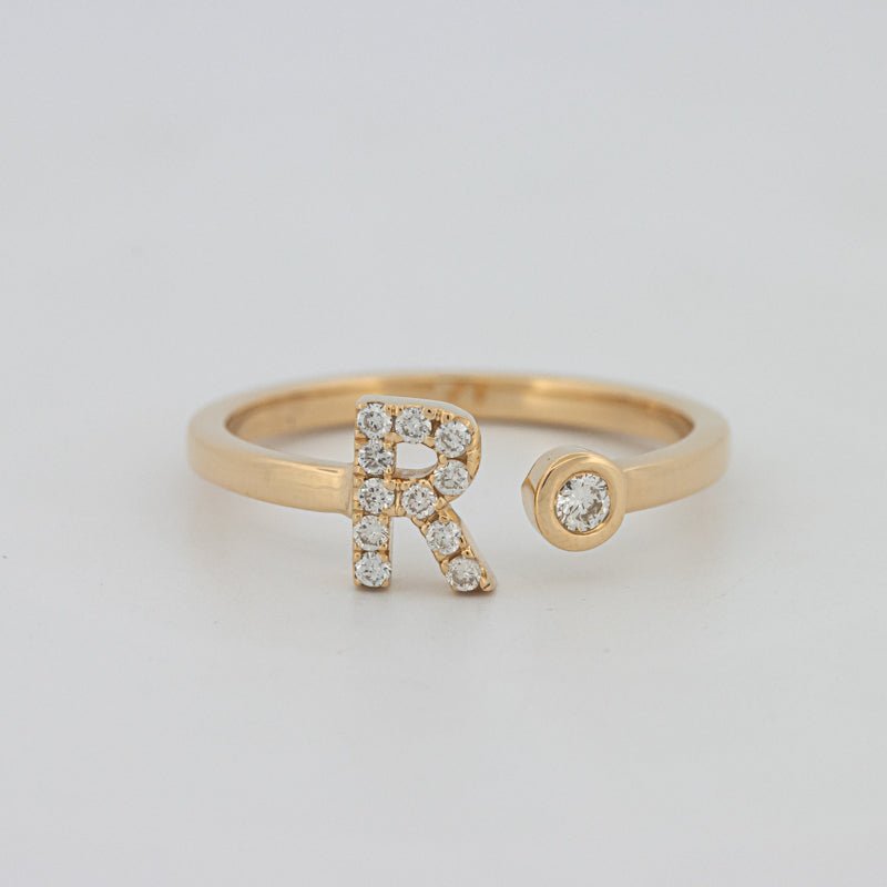 Single Initial "R" Diamond Ring - ZIZOV DIAMONDS