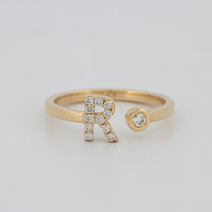 Single Initial "R" Diamond Ring - ZIZOV DIAMONDS