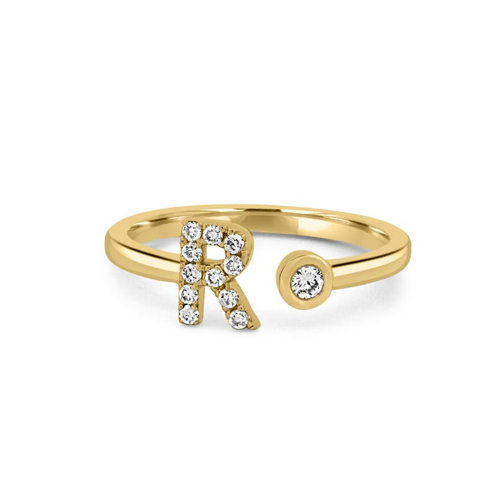 Single Initial "R" Diamond Ring - ZIZOV DIAMONDS