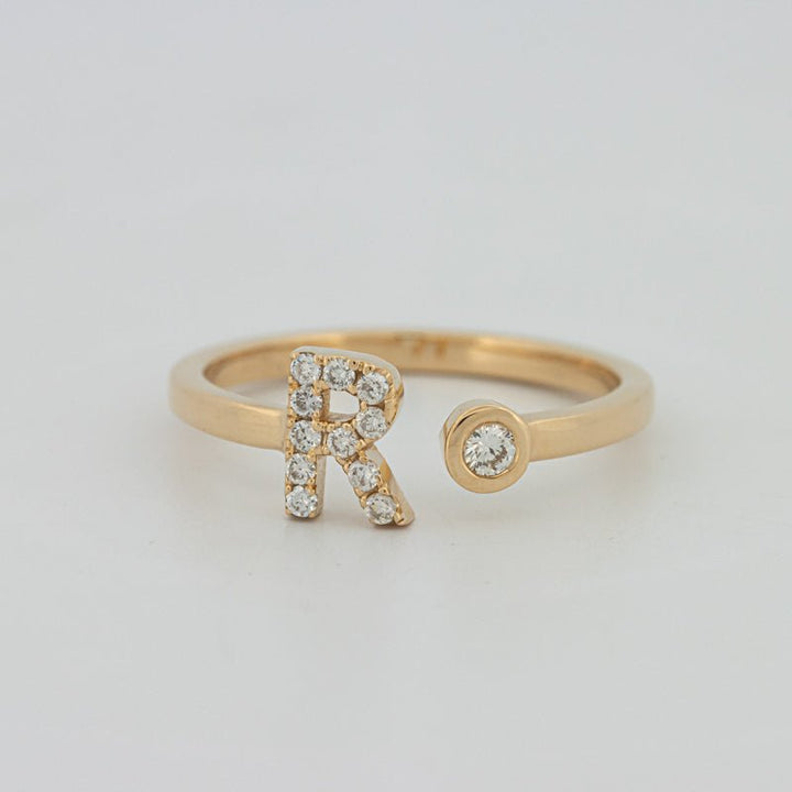 Single Initial "R" Diamond Ring - ZIZOV DIAMONDS