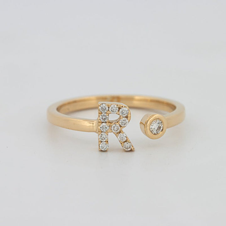 Single Initial "R" Diamond Ring - ZIZOV DIAMONDS
