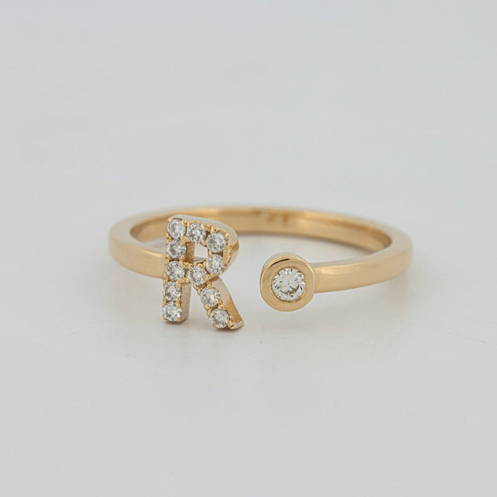 Single Initial "R" Diamond Ring - ZIZOV DIAMONDS