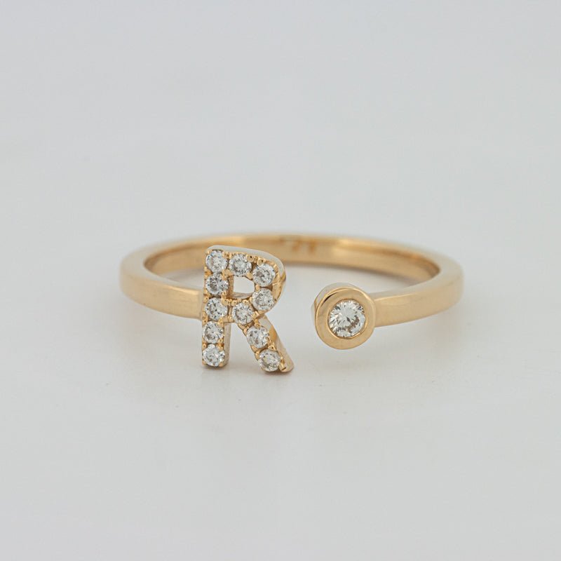 Single Initial "R" Diamond Ring - ZIZOV DIAMONDS