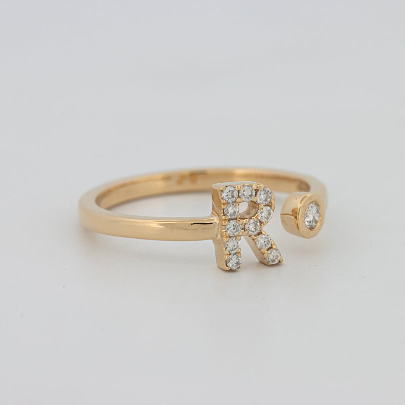 Single Initial "R" Diamond Ring - ZIZOV DIAMONDS