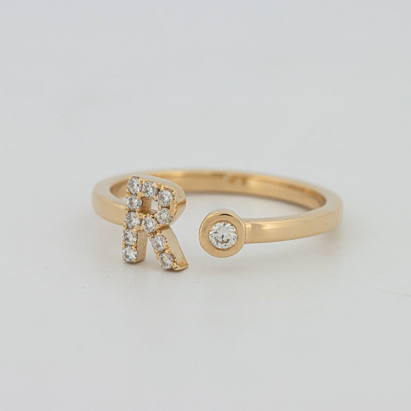 Single Initial "R" Diamond Ring - ZIZOV DIAMONDS