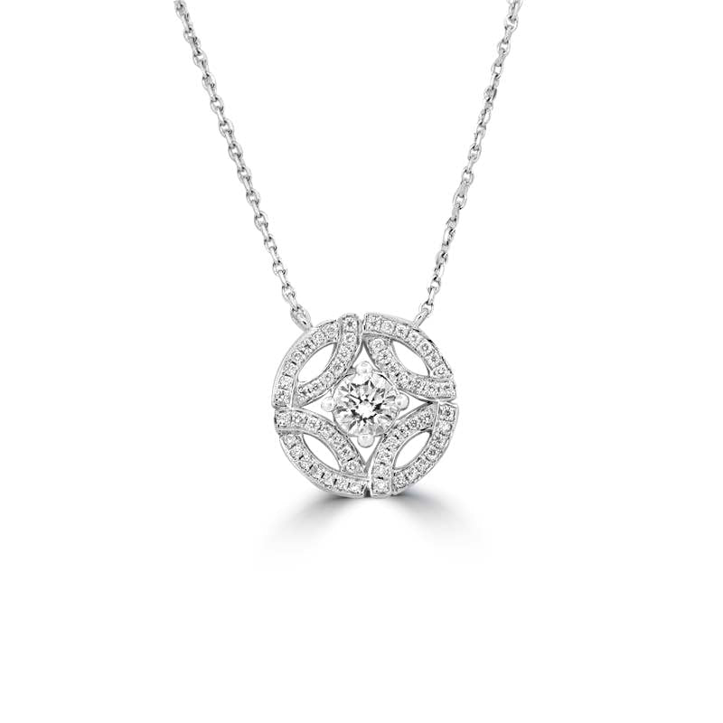 Spiral Solitaire Pave Diamond Pendant - ZIZOV DIAMONDS