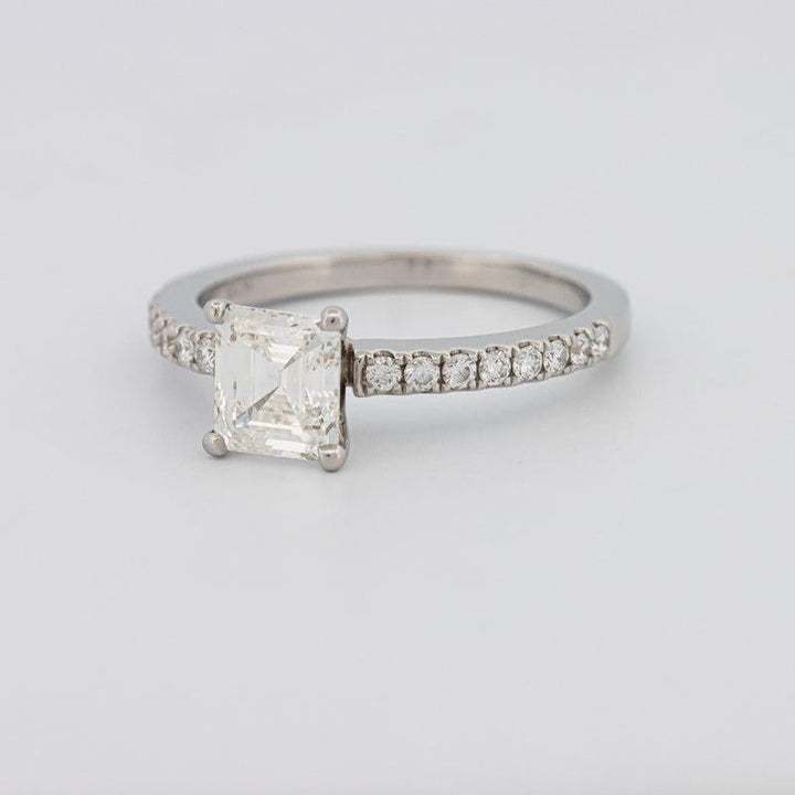 Square Emerald Solitaire Pavé Ring - ZIZOV DIAMONDS