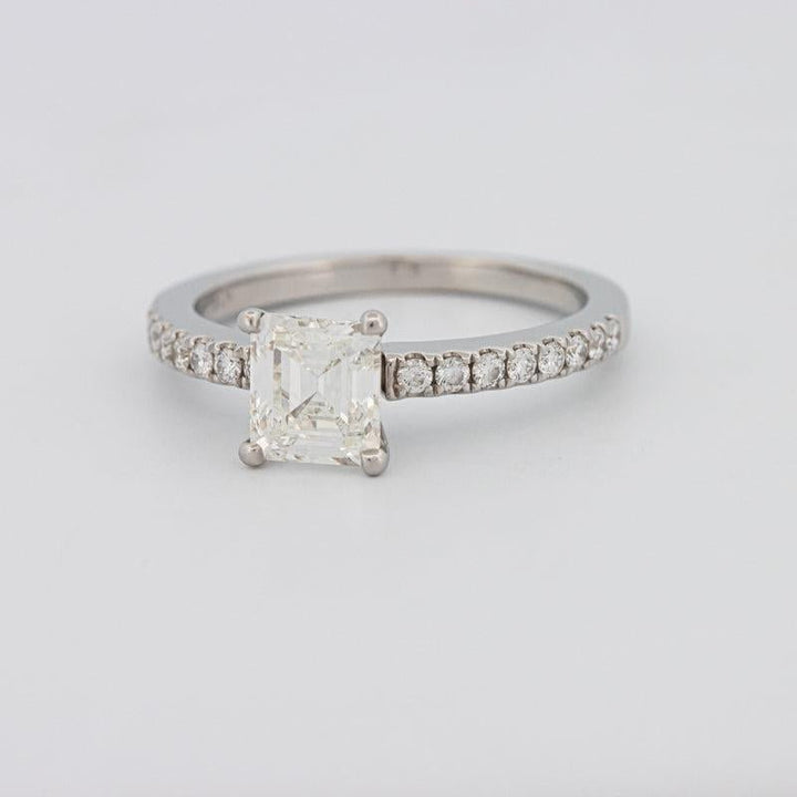 Square Emerald Solitaire Pavé Ring - ZIZOV DIAMONDS