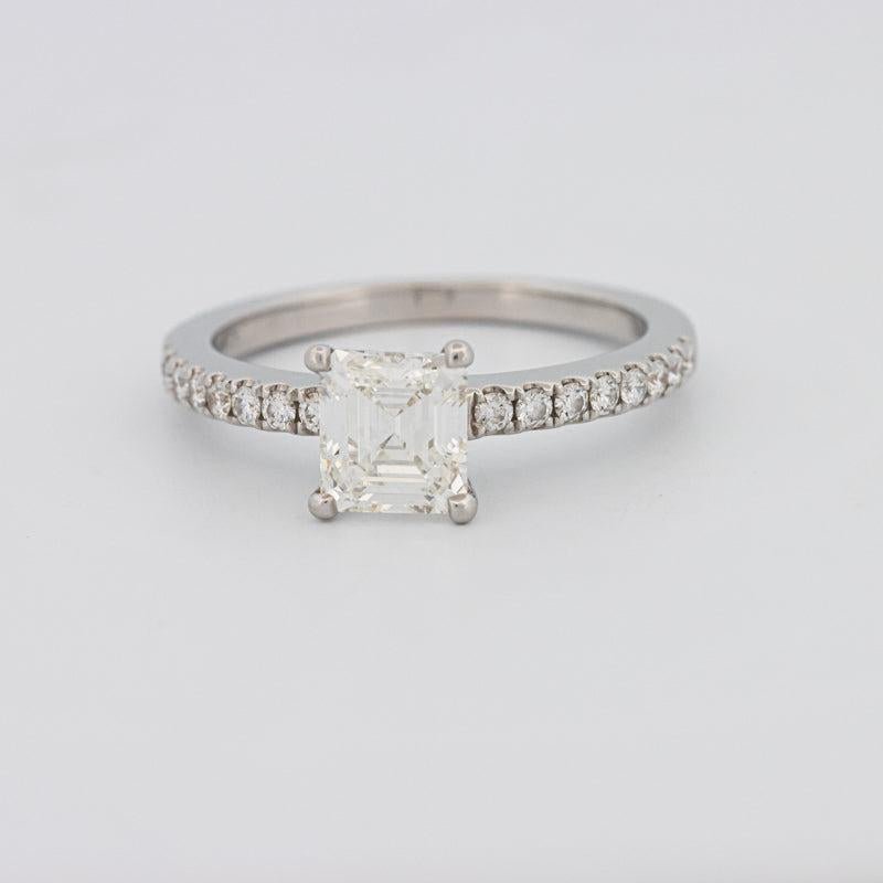 Square Emerald Solitaire Pavé Ring - ZIZOV DIAMONDS