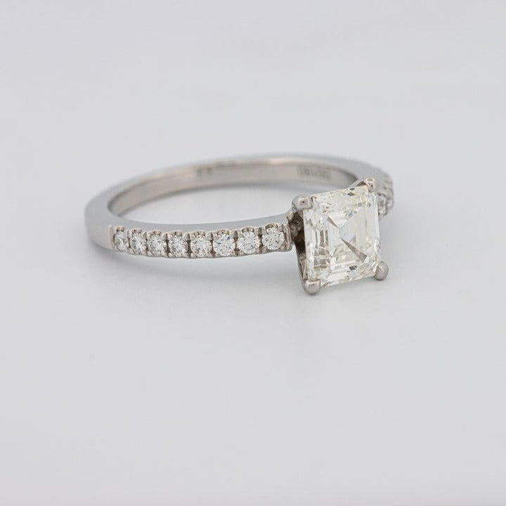 Square Emerald Solitaire Pavé Ring - ZIZOV DIAMONDS