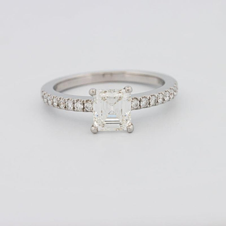 Square Emerald Solitaire Pavé Ring - ZIZOV DIAMONDS