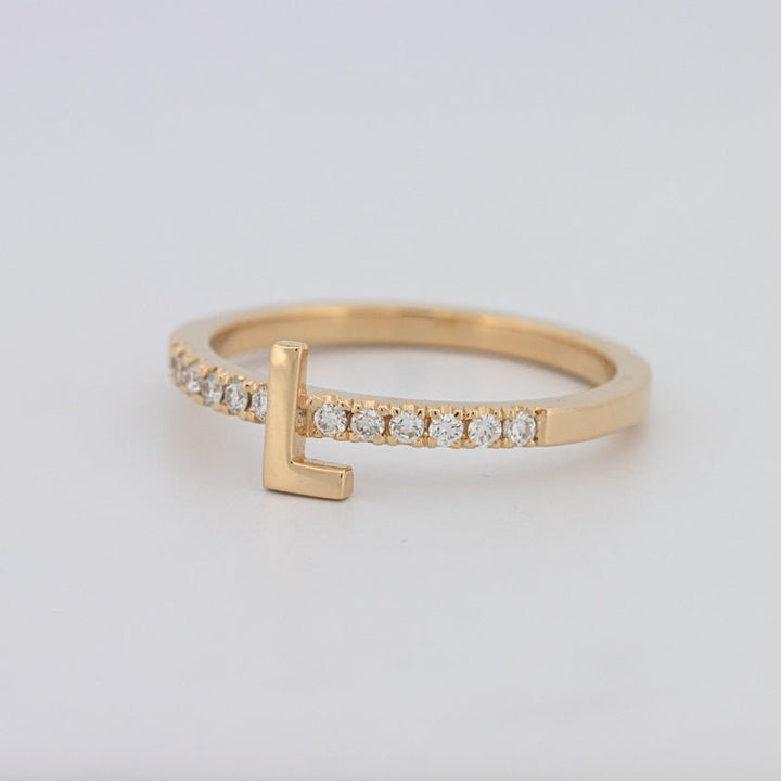 Stackable Initial "L" Diamond Ring - ZIZOV DIAMONDS