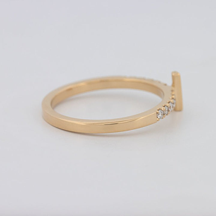 Stackable Initial "L" Diamond Ring - ZIZOV DIAMONDS