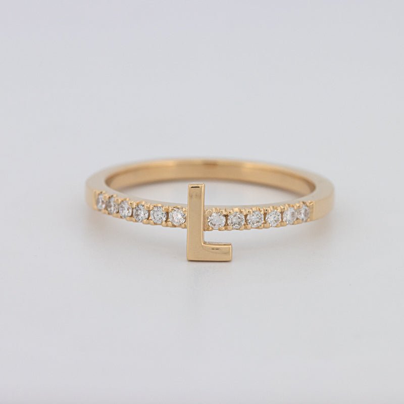 Stackable Initial "L" Diamond Ring - ZIZOV DIAMONDS