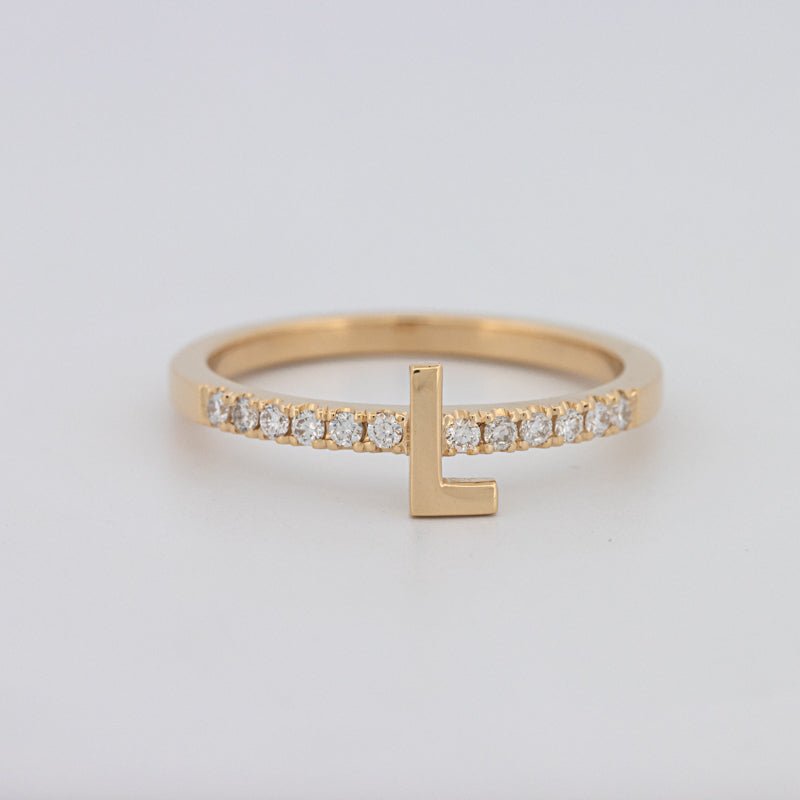 Stackable Initial "L" Diamond Ring - ZIZOV DIAMONDS