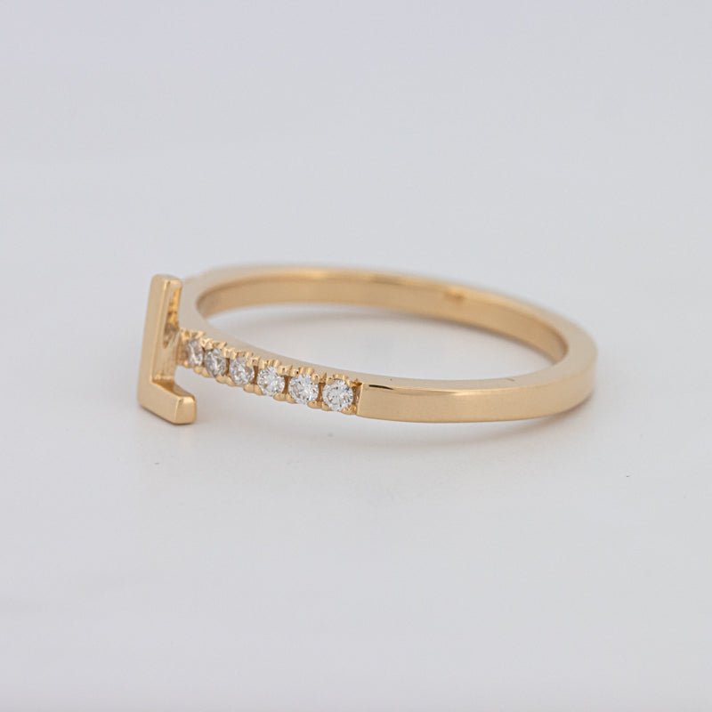 Stackable Initial "L" Diamond Ring - ZIZOV DIAMONDS