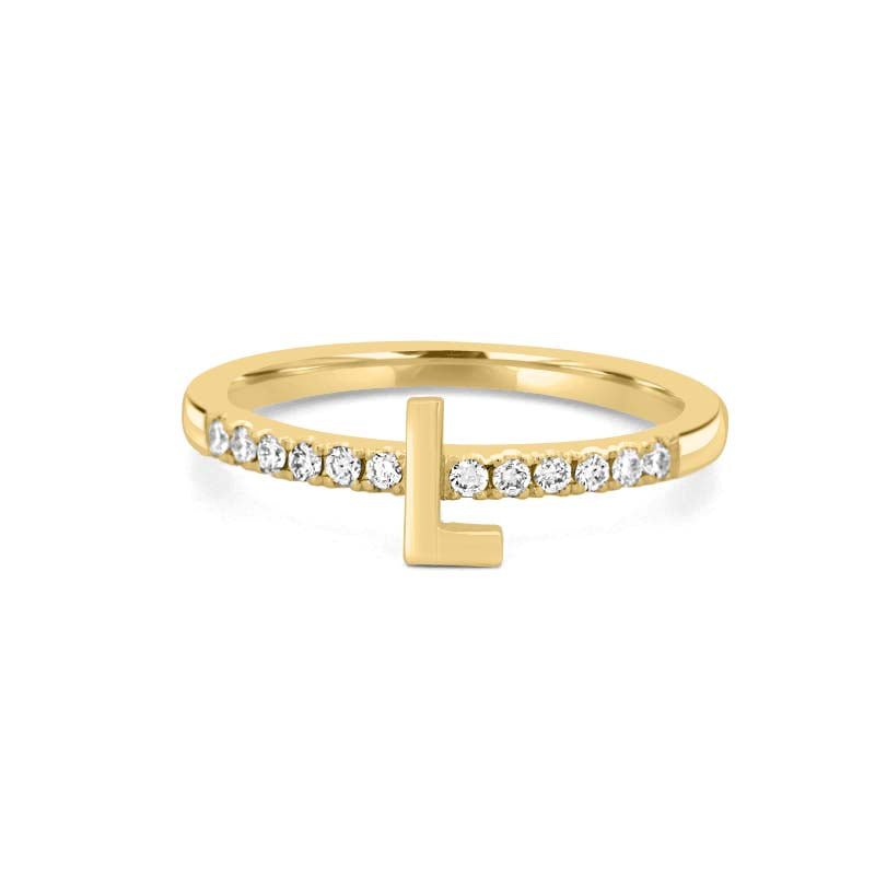 Stackable Initial "L" Diamond Ring - ZIZOV DIAMONDS